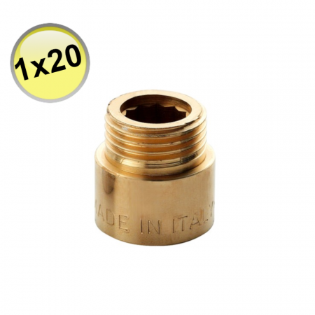 Prolunga in ottone, attacco 1″ MF lunghezza 20 mm